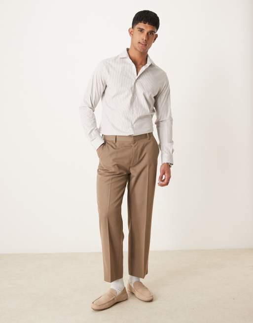Mango - Chemise à fines rayures marron - Blanc, 2 de 4