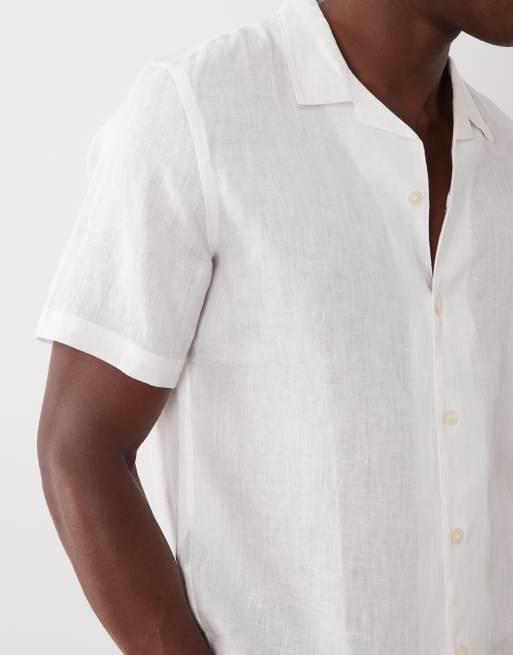 Mango - Chemise à manches courtes en lin - Blanc, 4 de 5