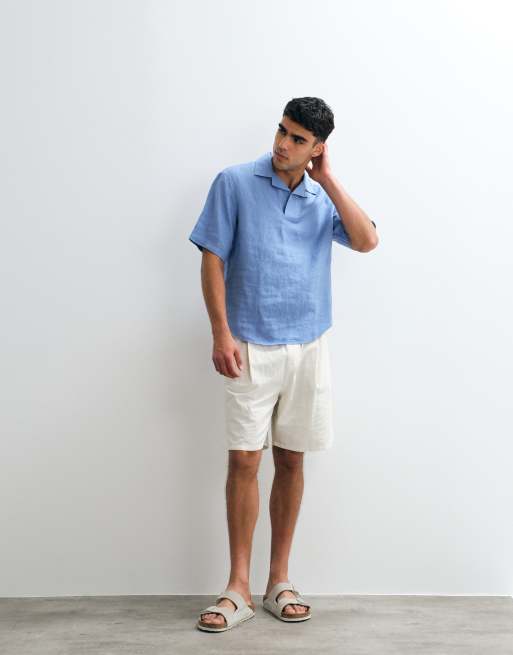 Mango - Chemise à manches courtes en pur lin - Bleu pâle, 2 de 5