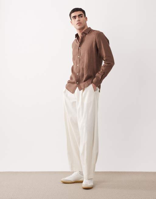 Mango - Chemise à manches longues 100 % lin - Marron, 2 de 5