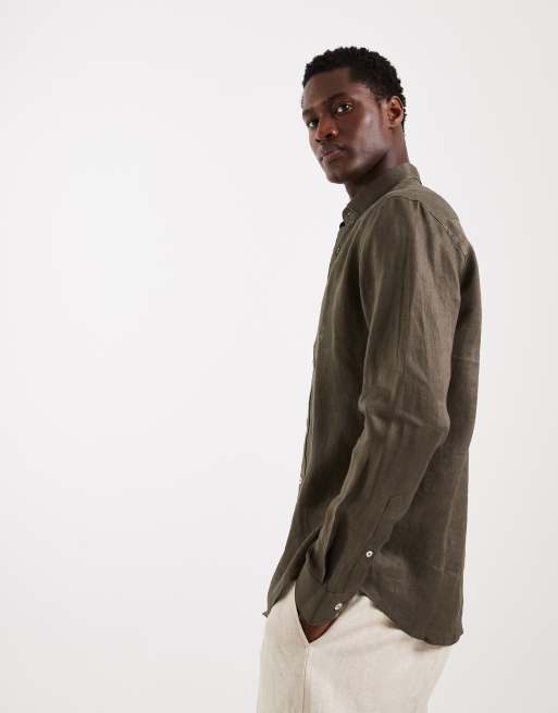 Mango - Chemise à manches longues 100 % lin - Marron, 5 de 5