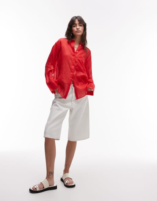 Mango Chemise à manches longues semi-transparente en ramie