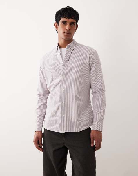 Mango - Chemise à rayures en coton - Bordeaux - view 1