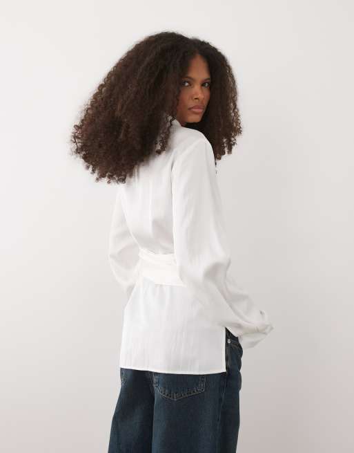Mango - Chemise ceinturée - Blanc, 4 de 4