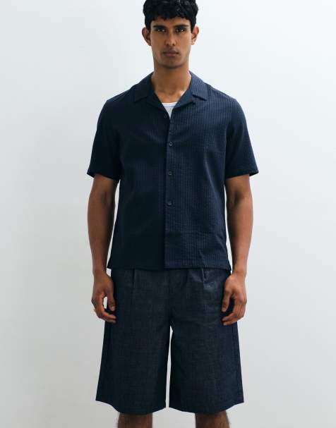 Mango - Chemise classique à manches courtes et rayures - Bleu marine - view 1