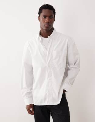 Mango - Chemise classique à rayures en coton - Blanc