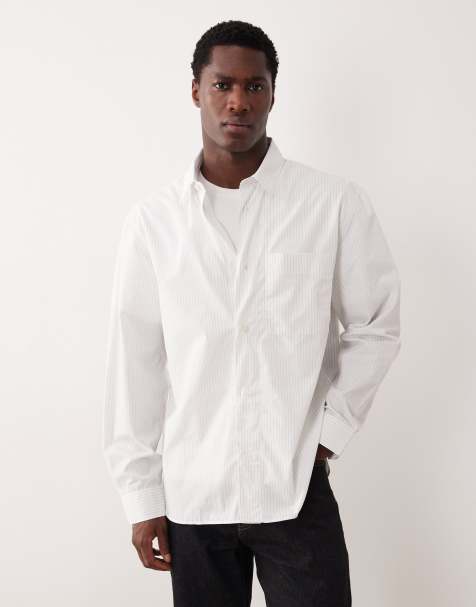 Mango - Chemise classique à rayures en coton - Blanc - view 1