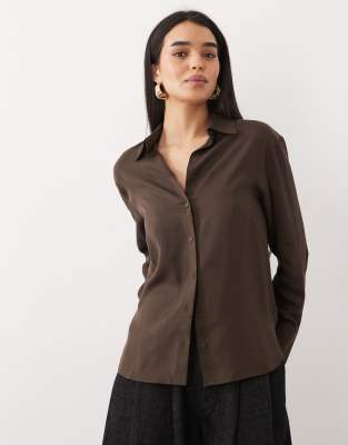 Chemise classique - Chocolat-Brown XS
