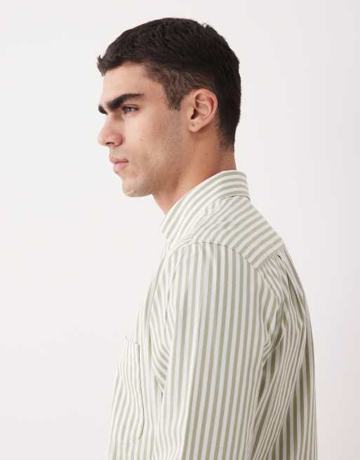 Mango - Chemise classique en coton rayé - Vert, 5 de 5