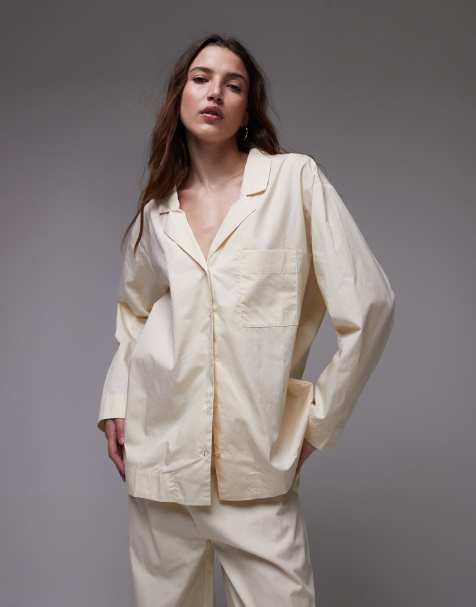 Mango - Chemise de pyjama d'ensemble en coton - Babeurre - view 1