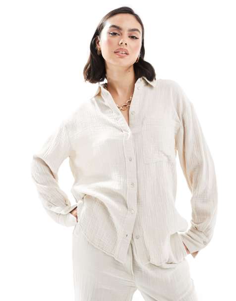 Mango - Chemise d'ensemble texturée aspect lin - Beige clair - view 1