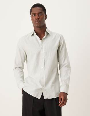 Mango - Chemise en 100 % coton haut de gamme à rayures - Vert