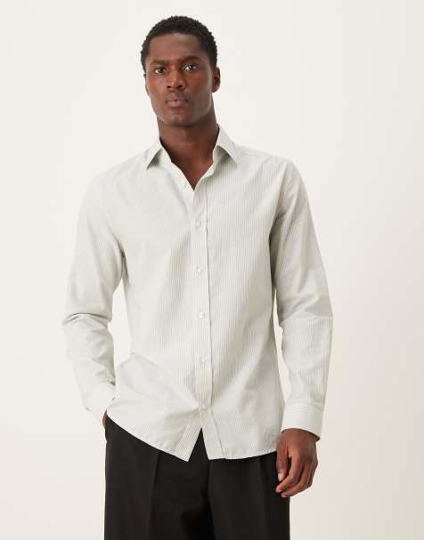 Mango - Chemise en 100 % coton haut de gamme à rayures - Vert - view 1