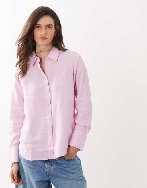 Mango - Chemise en lin - Rose pastel, 3 de 4