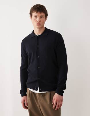 Mango - Chemise en maille à manches longues - Bleu marine