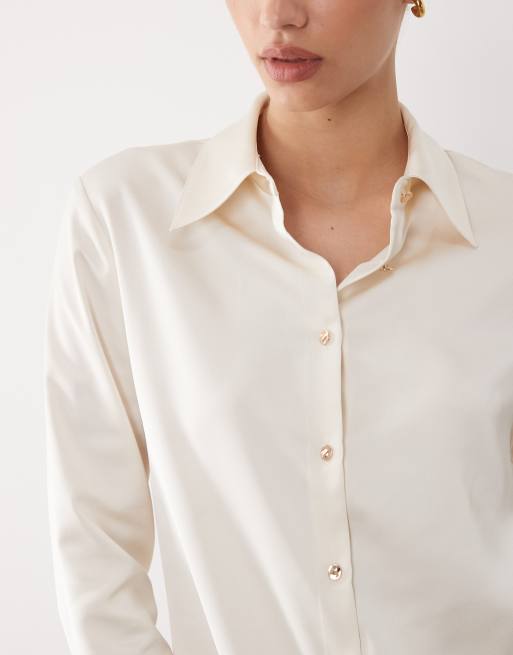 Mango - Chemise en satin - Blanc, 3 de 4