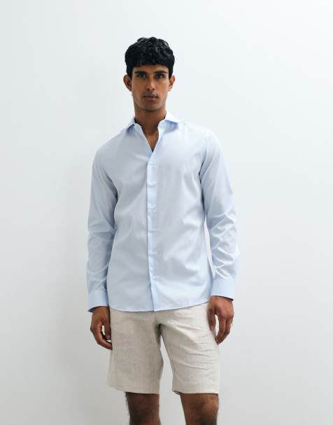Mango - Chemise habillée en pur coton - Bleu - view 1