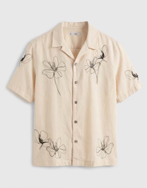 Mango - Chemise manches courtes minimaliste à fleurs - Écru, 6 de 9