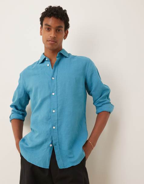 Mango - Chemise manches longues en lin mélangé - Bleu aigue-marine - view 1