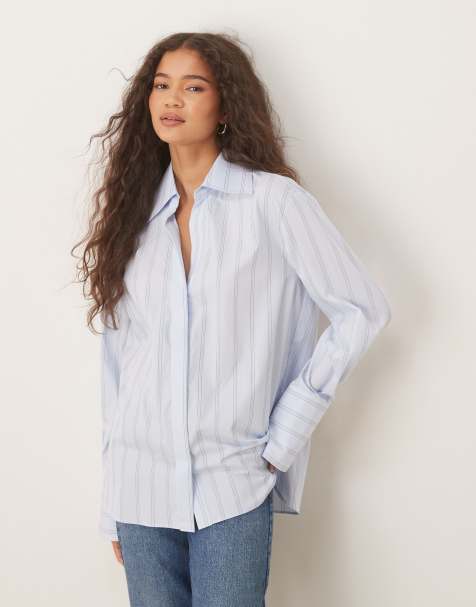 Mango - Chemise rayée à manches longues - Bleu pâle - view 1
