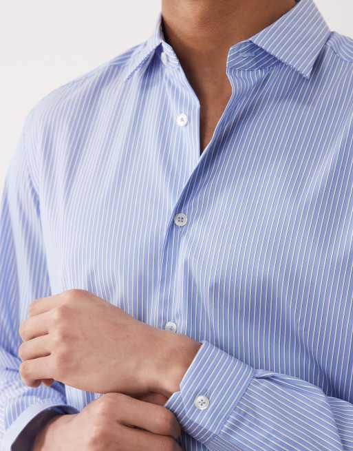 Mango - Chemise rayée en coton mélangé - Bleu, 3 de 5