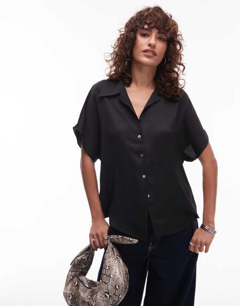 Mango - Chemise sans manches en satin - Noir - view 1