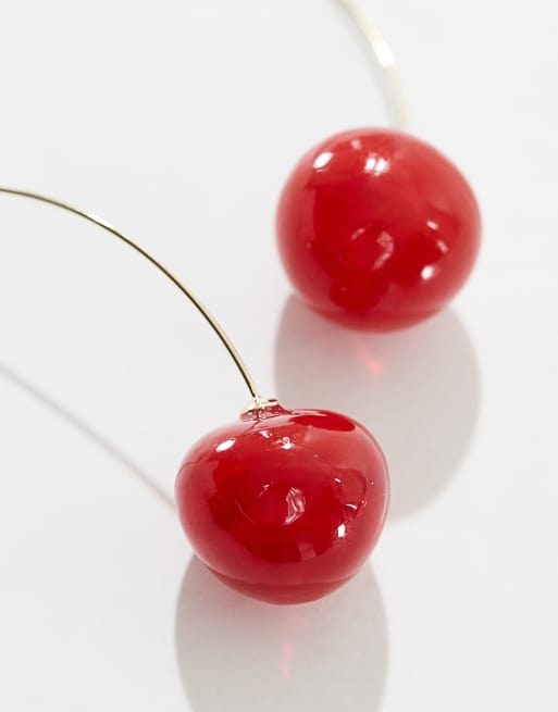 Mango cherry earrings in red, 2 of 4