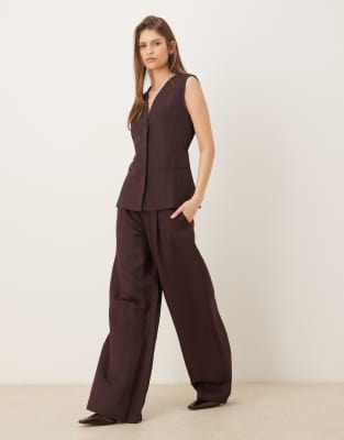 Mango - Cherry - Pantalon droit d'ensemble - Rouge foncé