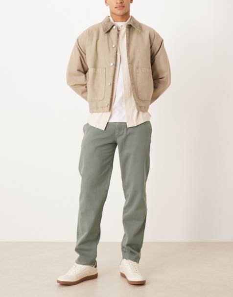 Mango Chet cotton straight jean in sage green