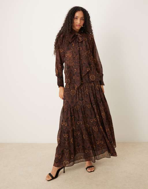  Mango – Chiffon-Bluse mit gebundenem Ausschnitt und Paisleymuster, Kombiteil , 2 von 4