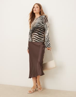 Mango Chiffon Long Sleeve Top In Black