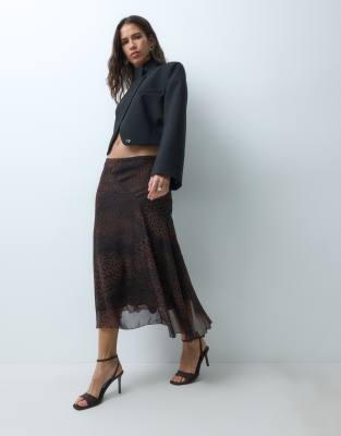 Mango chiffon midi skirt in leopard print | ASOS