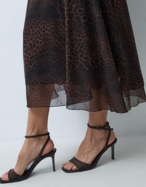 Mango chiffon midi skirt in leopard print | ASOS