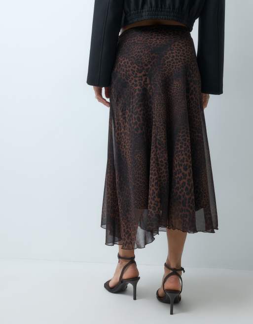 Mango chiffon midi skirt in leopard print | ASOS