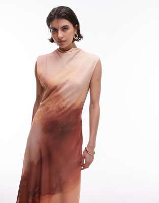 Mango - Chiffon-Midikleid mit rosa Farbverlauf