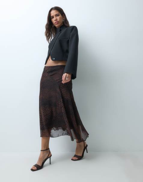 Mango chiffon midinederdel med leopardprint - view 1