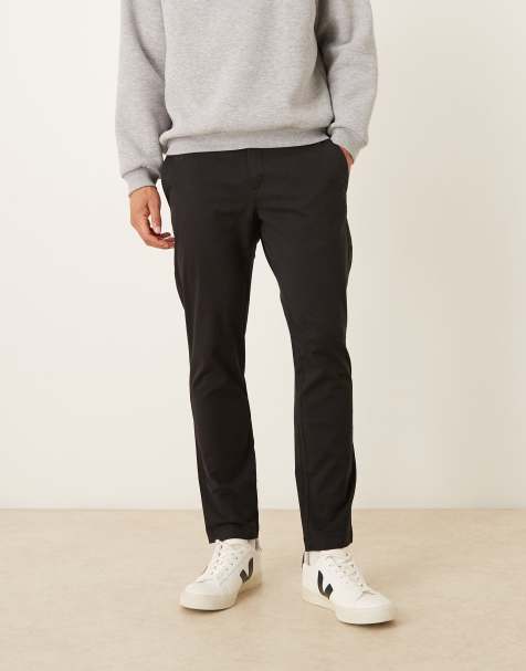 Mango - Chino in misto cotone neri - view 1