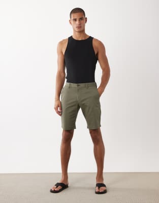 Mango chino shorts in khaki green
