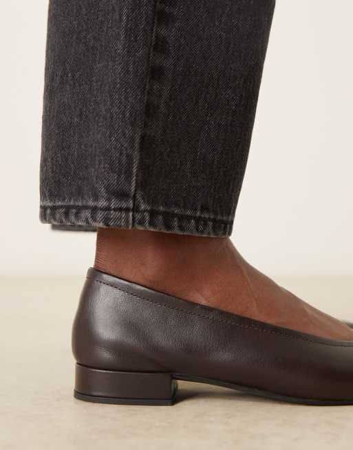 Mango – Chokladbruna ballerinaskor i 100% läder med klack, 2 av 4
