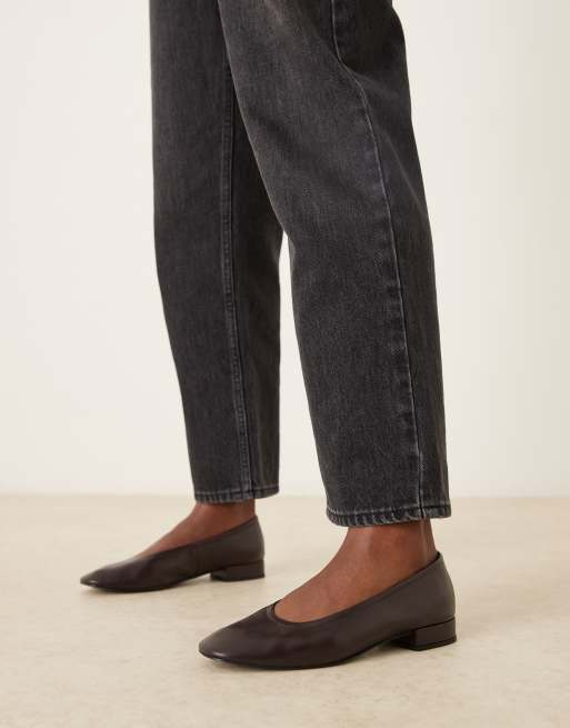 Mango – Chokladbruna ballerinaskor i 100% läder med klack, 4 av 4