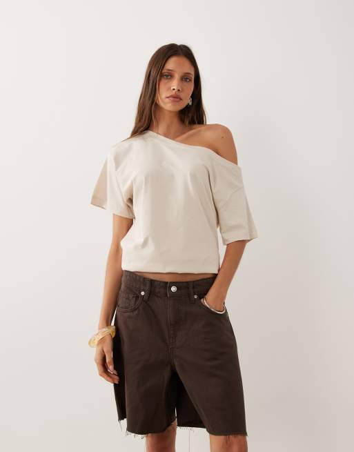 Mango – Chokladbruna jeansshorts i 100% bomull, 3 av 5