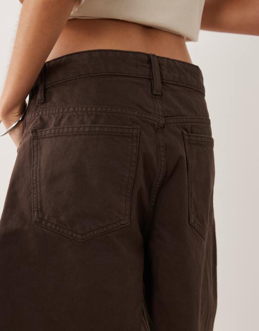 Mango – Chokladbruna jeansshorts i 100% bomull, 4 av 5