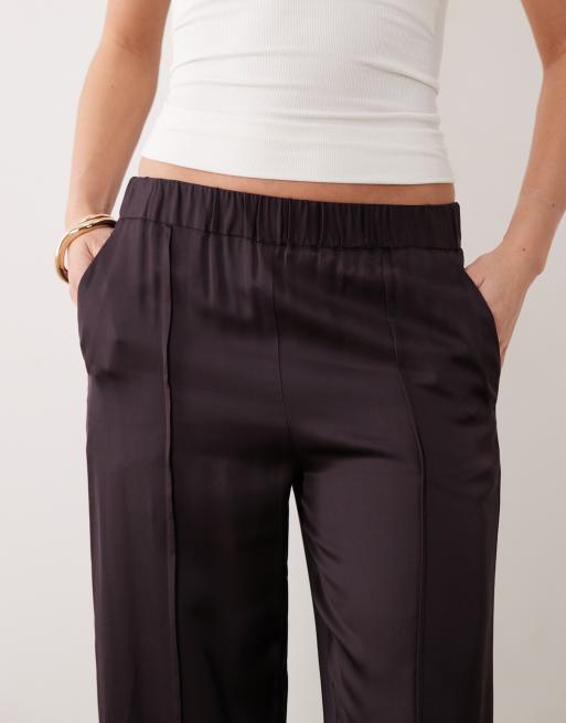 Mango – Chokladbruna, raka byxor i satin, 3 av 5