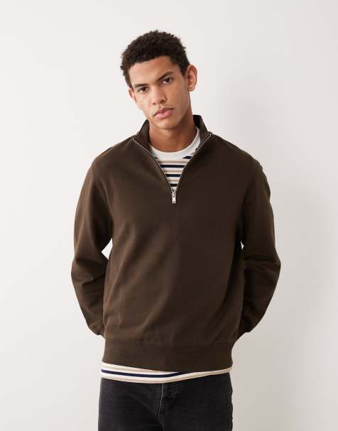 Mango - Chokoladebrun sweatshirt med kvart lynlås - view 1
