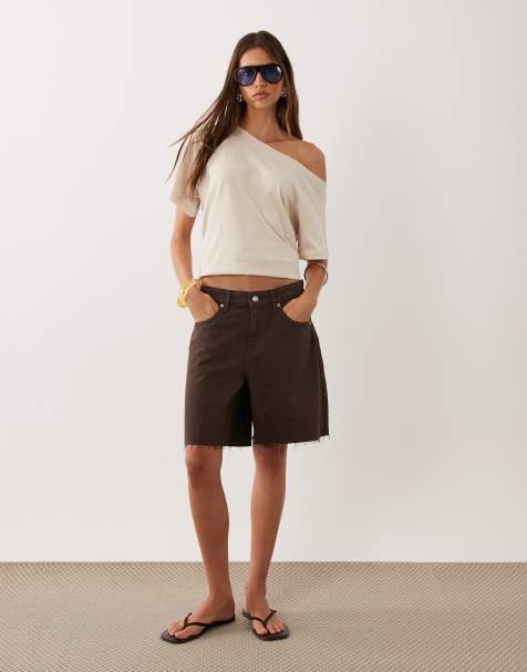 Mango - Chokoladebrune denimshorts i 100% bomuld - view 1