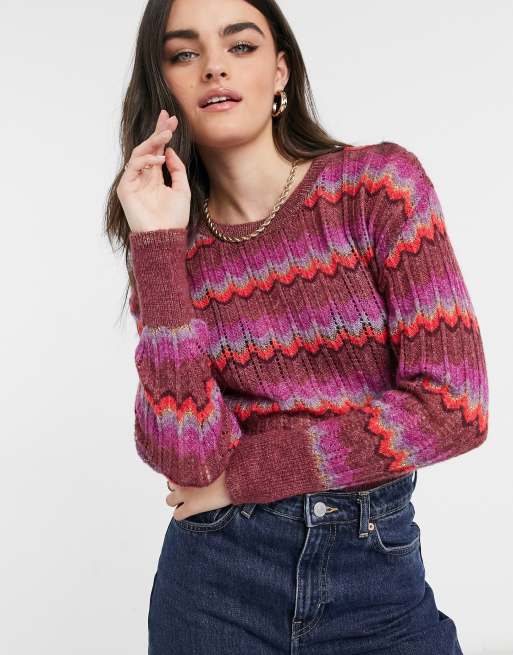 Mango christmas chevron jumper in multi ASOS