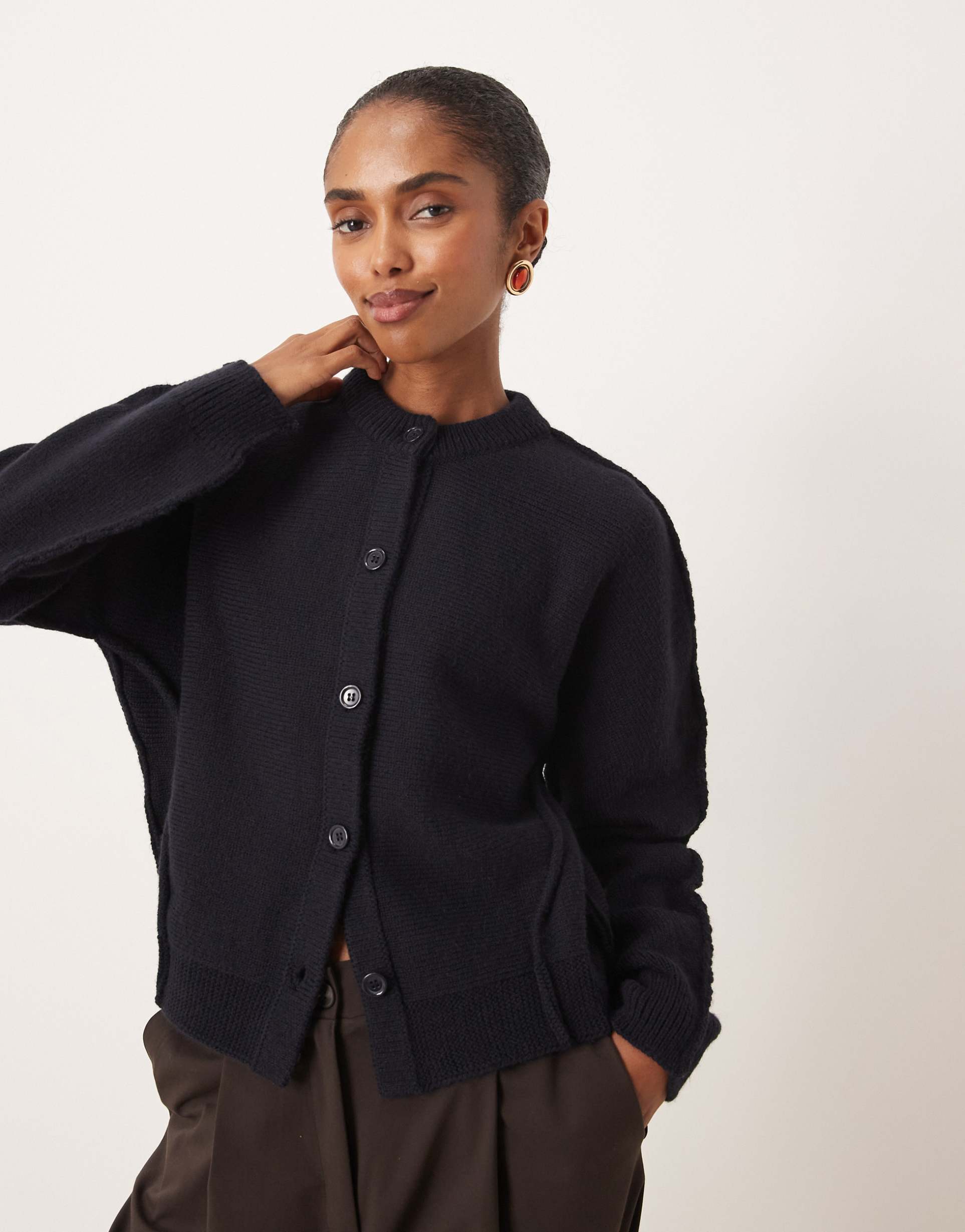 mango chunky cardigan in navy