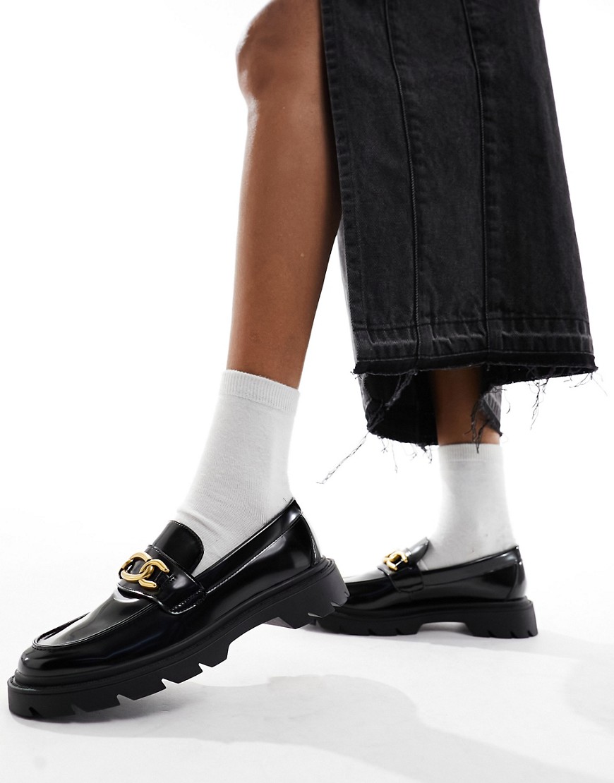 Mango chunky chain detail loafer in black
