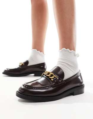 Mango Chunky Chain Loafers In Dark Red