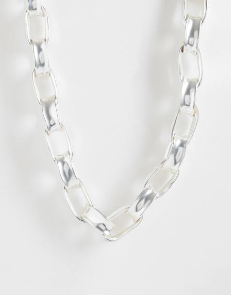Mango chunky chain necklace in silver - view 1